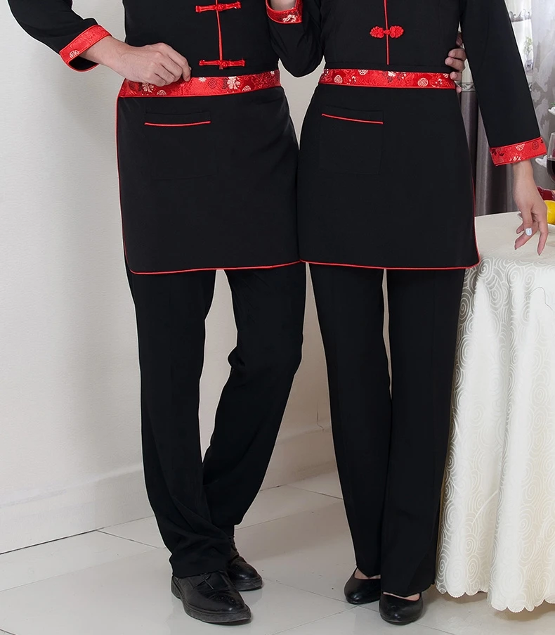 Китайский Стиль агротуризм отель униформа официанта с длинным рукавом спецодежды для Для женщин Для мужчин Ресторан Комбинезоны для