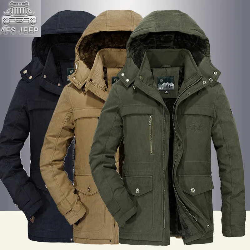 

-30 Degree Snow Winter Windbreakers Size M-5XL Men Down Jackets and Coats Thick Army Military Male Parkas Brand AFSJEEP Casual