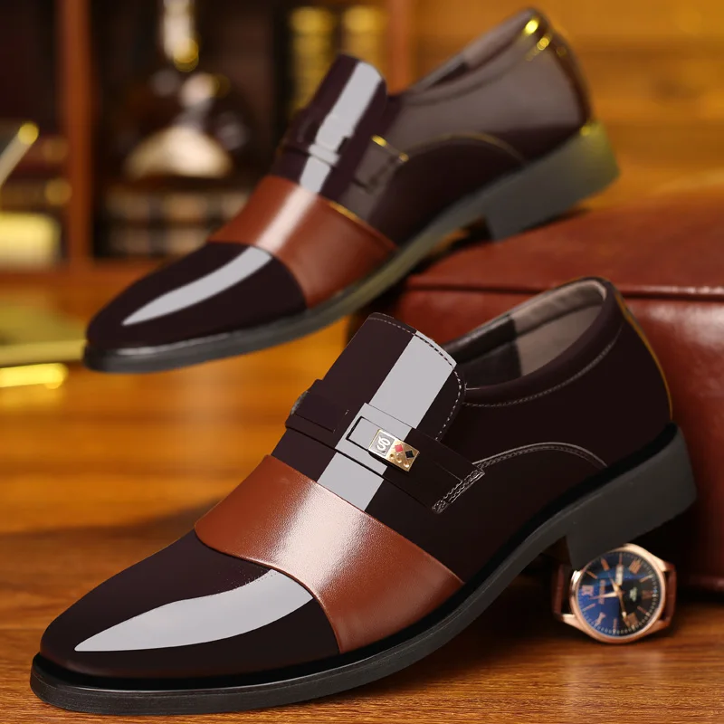 

Best Selling Men Business Dress Shoes Brown Black Elegant Men Shoes Slip-on Male Social Shoes Hard-Wearing Mens Lazy Footwear