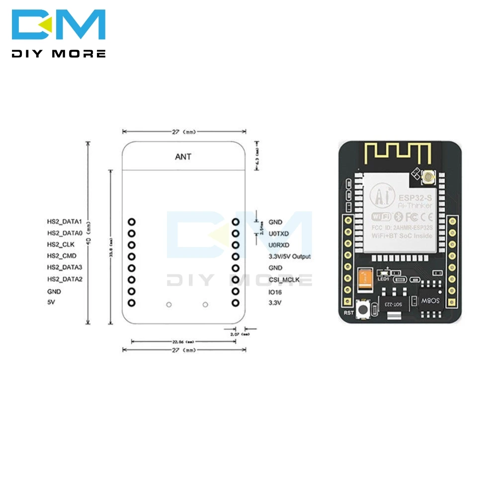 OV2640 ESP32-CAM Беспроводной Bluetooth модуль беспроводного доступа Wi-Fi, Камера макетная плата ESP32 OV7670 DC 5V двухъядерный 32-бит Процессор 2MP TF карты