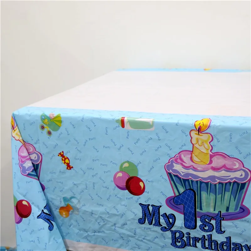 1Pcs Disposable Table Cloth Blue My 1St Birthday Table Cover Tablecloth Kid Boy Happy Birthday Party suppiles 180*108cm