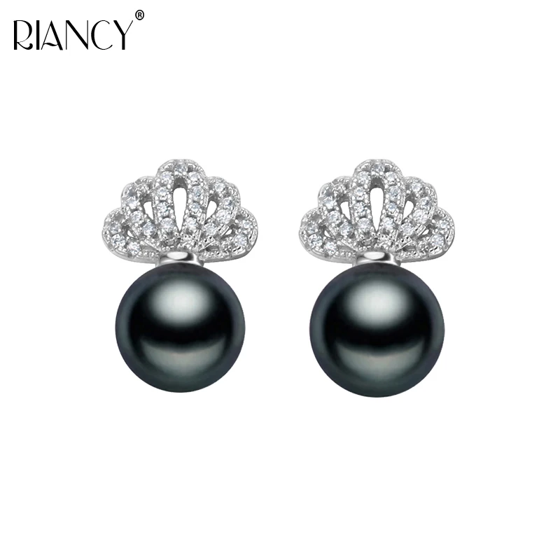 

Fashion For Women 925 sterling silver Crown 100% Natural Freshwater Pearl earring With Princess Style wedding engaged gift