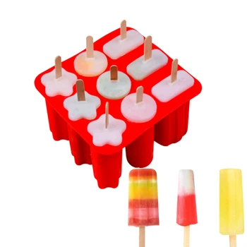

9 Cells Silicone Ice Cream Mould Maker DIY Popsicle Mold Ice Frozen Tray Popsicle Molds Ices Cream Moulds Kitchen Baking Tools