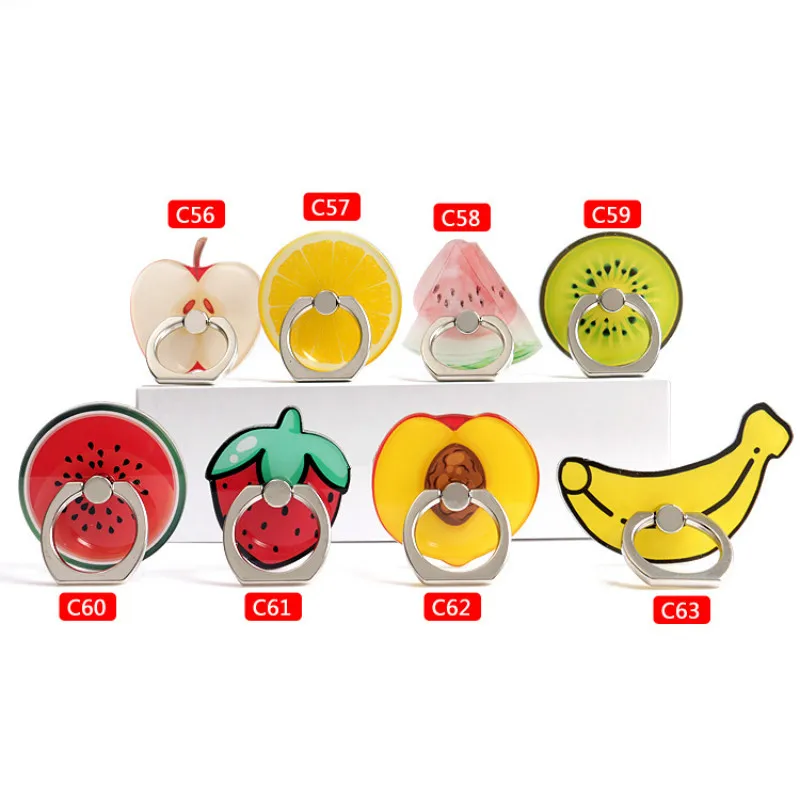 

360 Rotating Ring Holder Stand Universal Style 3D Cartoon Fruit Food Summer Support Finger Bracket Smart Phones Stylish Fanny