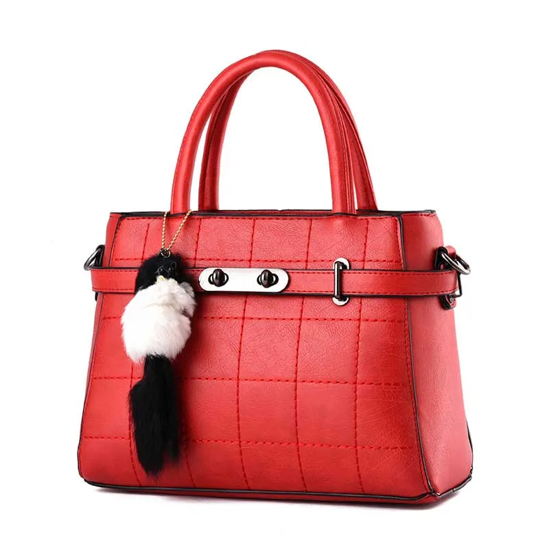 Feminine Leather Fashion Female Tassel Fur Bucket Bag Designer Famous Brand Luxury Bags Solid Women Pu