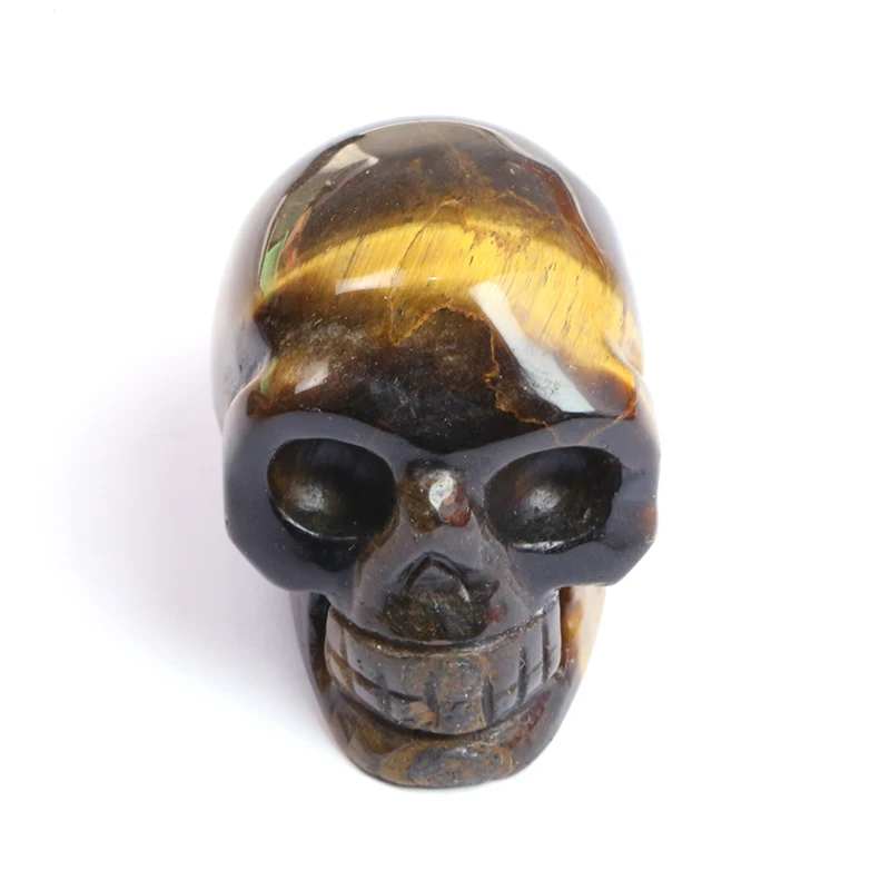 

2 inch Yellow tiger eye Stone Skull Handmade Figurine Crystal Carved Statue Realistic Healing Feng shui Home Ornament Art