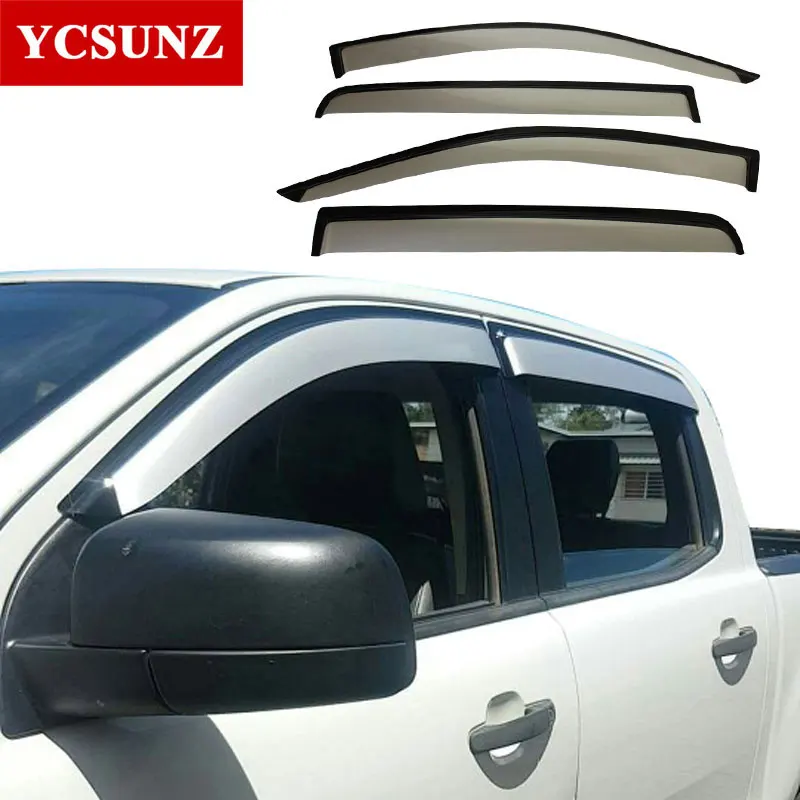 Side Window Deflectors For Ford Ranger Silver Color Car Wind Deflector Sun Guard For Ford Ranger