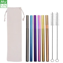 Mylifeюнит разноцветный из нержавеющей стали Boba соломинки 21 см Экстра широкие многоразовые, для питья соломы для смузи Пузырькового чая молочные коктейли