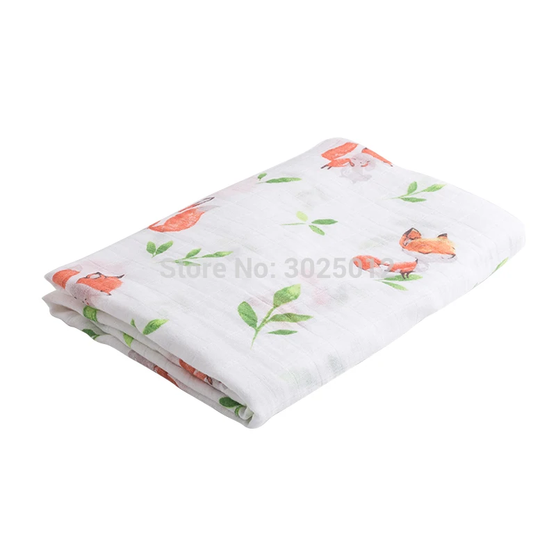 Муслиновое дерево, детское одеяло, муслиновое пеленание, обертывание, хлопок, бамбук, детское одеяло s для новорожденных, бамбуковое муслиновое одеяло s 120x120 см, персонаж для детей - Цвет: Cute Fox