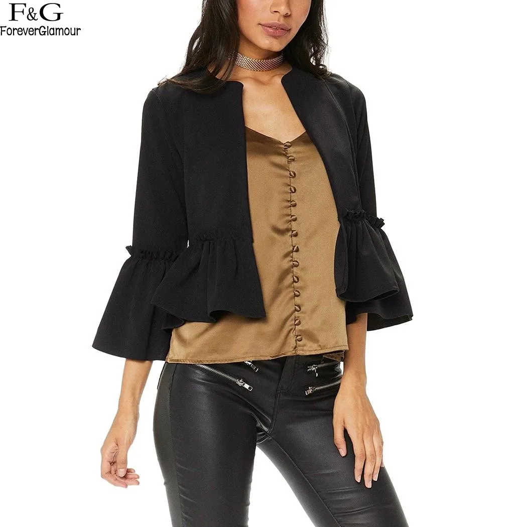 Autumn Jacket Women Cardigan 2017 Casual Short Jackets Flare Sleeve