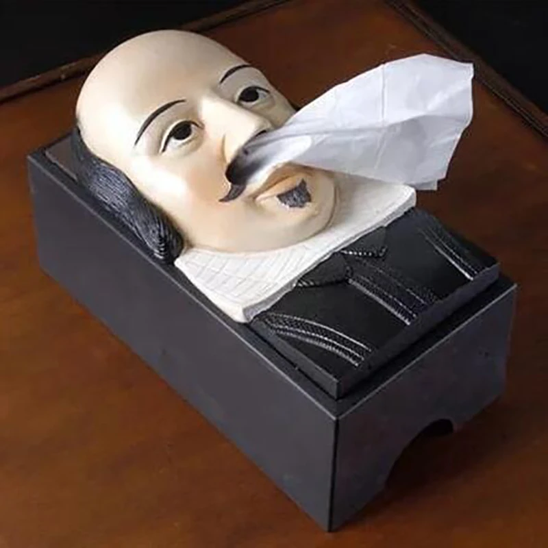 Домашняя креативная коробка для салфеток Забавный Череп Шекспир камень портрет
