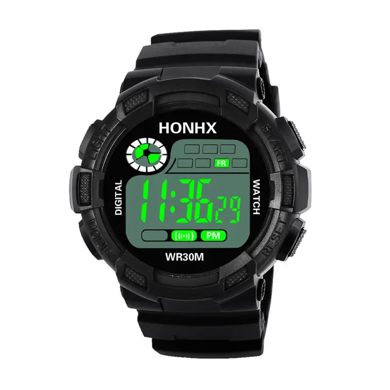 HONHX, модные спортивные брендовые Цифровые мужские часы с силиконовым ремешком и пряжкой, мужские часы, прочные Круглые Наручные часы montre homme