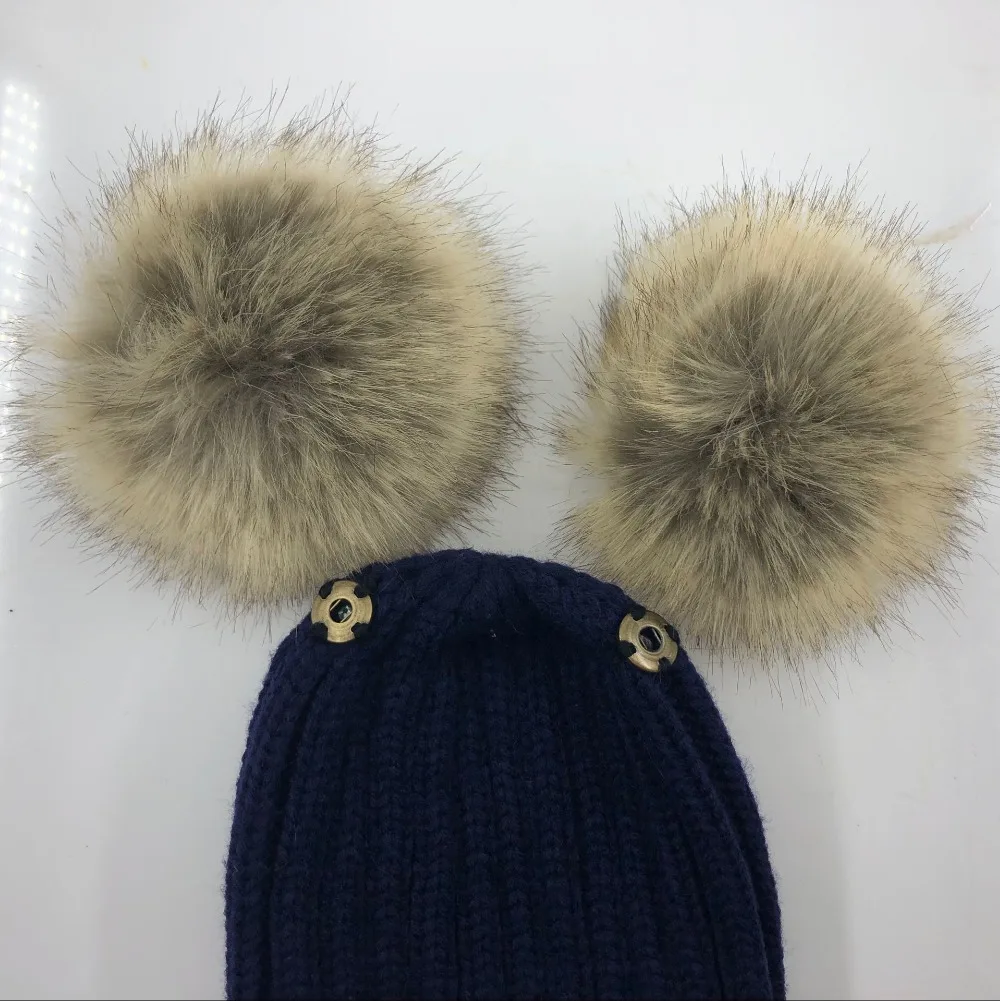 Зимняя теплая шапка Gorros Para Bebe для маленьких мальчиков и девочек, большой размер 15 см, помпон из искусственного меха, детские вязаные шапочки