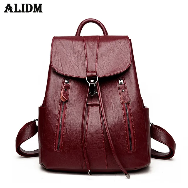 High Quality Leather Backpack Woman New Arrival Fashion Female High Quality Leather Backpack Woman New Arrival Fashion Female String Bags Large Capacity School Bag