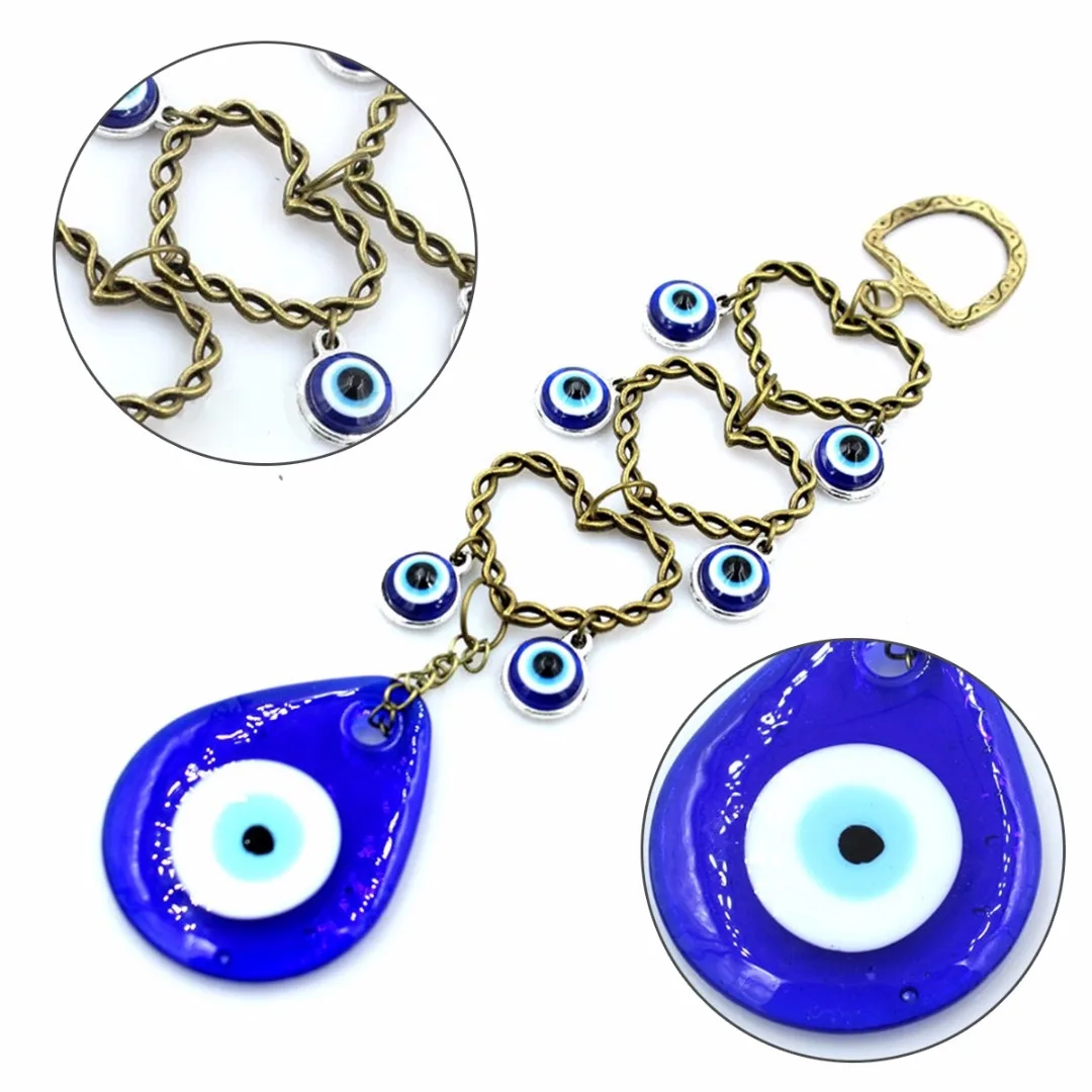 Fatima Hamsa Hand Amulet Turkish Evil Blue Eye Metal Ornament Protector  Glass Eye Charm Pendant Home Kabbalah Jewish Decor