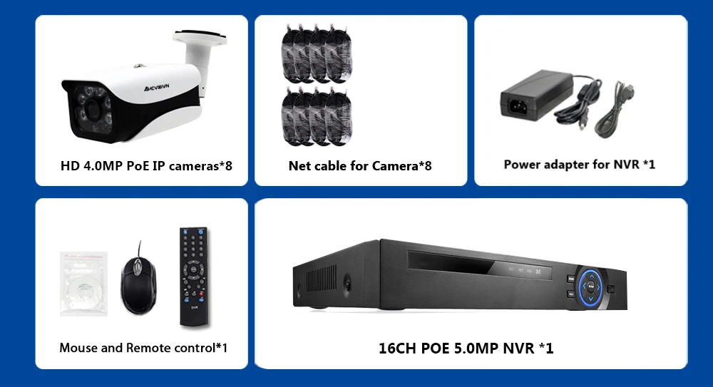 Домашняя 8CH CCTV камера система 48 В POE NVR комплект Onvif 5MP 4.0MP HD POE ip-камера Водонепроницаемая камера ночного видения Система безопасности P2P