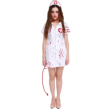 

Takerlama New Sexy Horror Women Zombie Bloody Halloween Dead Fancy Dress Cosplay Costume Scary Nurse Dress Cosplay Costume
