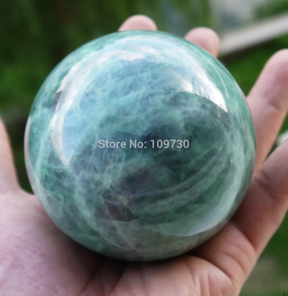 100mm stand Glow In The Dark Stone crystal Fluorite sphere ball （Iceland SPAR） 