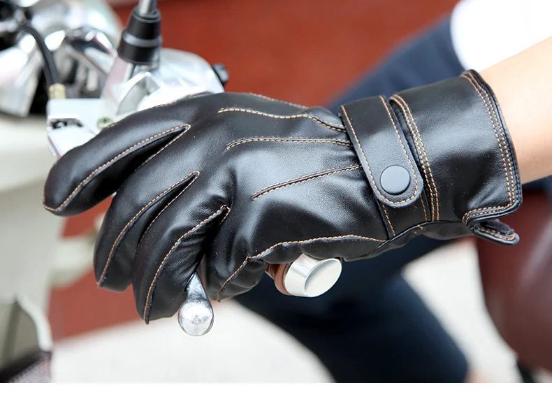 Из искусственной кожи перчатки мужской на зиму и осень тонкие бархатные внутри на Утепленная одежда управляемый сенсорный экран