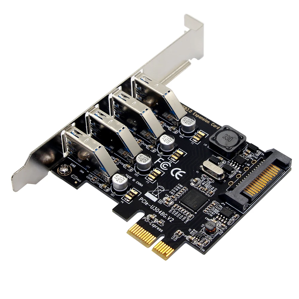

Four Ports USB 3.0 Super Fast 5Gbps PCI-E Expansion Card PCI Express Adapter Converter Card Power Supply Module For Desktop PC