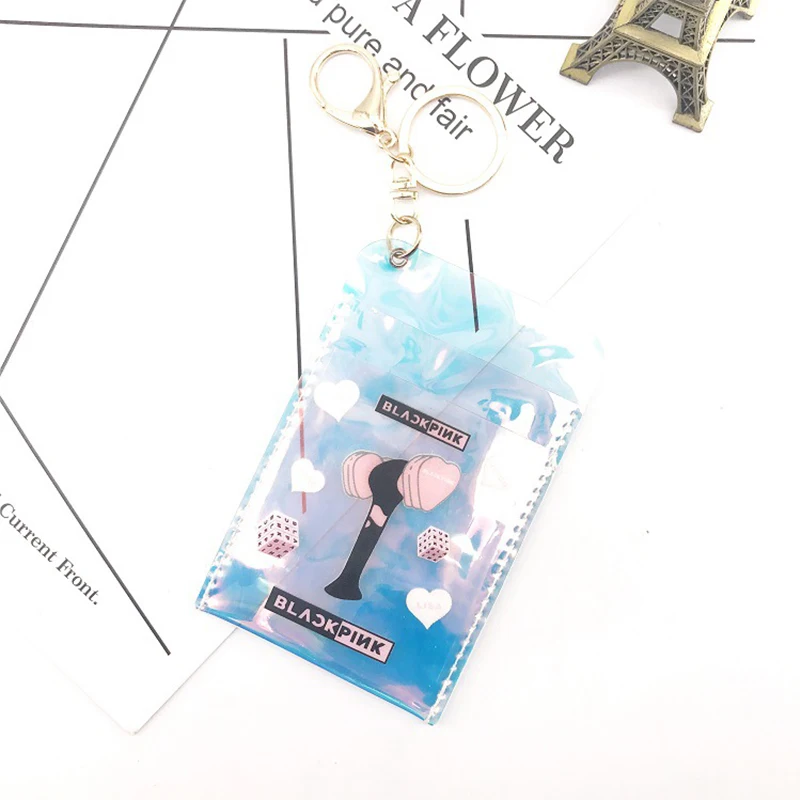 

Kpop BLACKPINK Keychain Accessories Transparent Laser Card Holder BLACKPINK Keyring Pendant BLACKPINK Fans Gift Drop Shipping