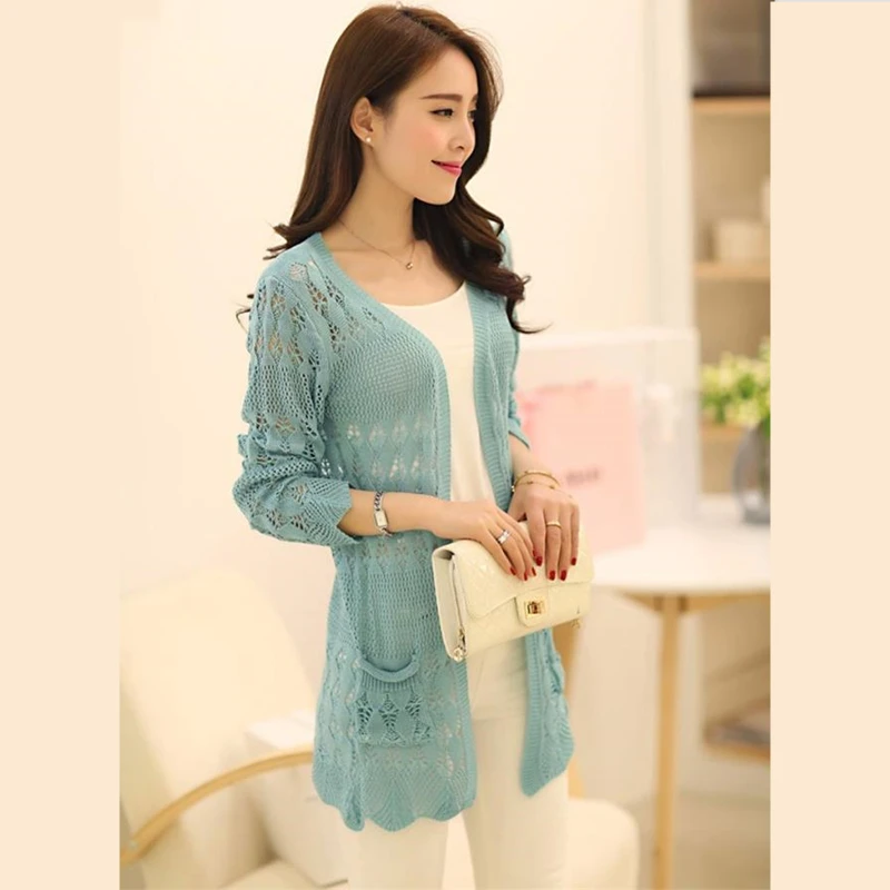 Online Get Cheap Summer Cardigan Sweaters -Aliexpress.com Women Long Sleeve Cardigans Sweaters Spring Summer Poncho Loose Knitwear Hollow Out Sweater Long Cardigans Pocket - Online Get Cheap Summer Cardigan Sweaters -Aliexpress.com