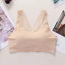 Сексуальный Кружевной укороченный Топ для женщин, модное цветочное кружево Мягкий бюстгальтер, майка с v-образным вырезом, нижнее белье, кружевной короткий топ, бюстгальтер без косточек для женщин