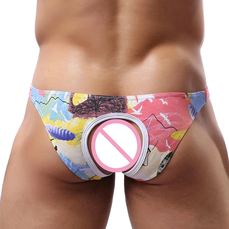 

Soft Cotton Jockstrap Men's G-Strings & Thongs Sexy Cool Men Underwear Breathable Brand Jock Straps man thong Colorful Print