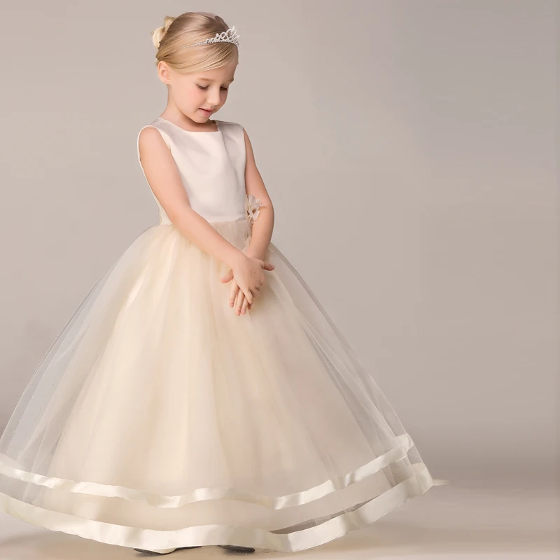 

2018 winter elegant girl long tullle voile dresses kids clothes formal party dresses for girl children's prom costume teenage