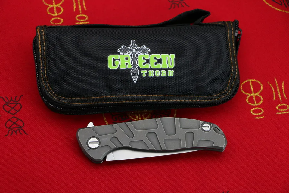 Зеленый шип Т-образной формы F95 D2 лезвие титановая ручка подшипника Флиппер Складной нож Открытый Отдых Охота pocke Ножи EDC инструменты