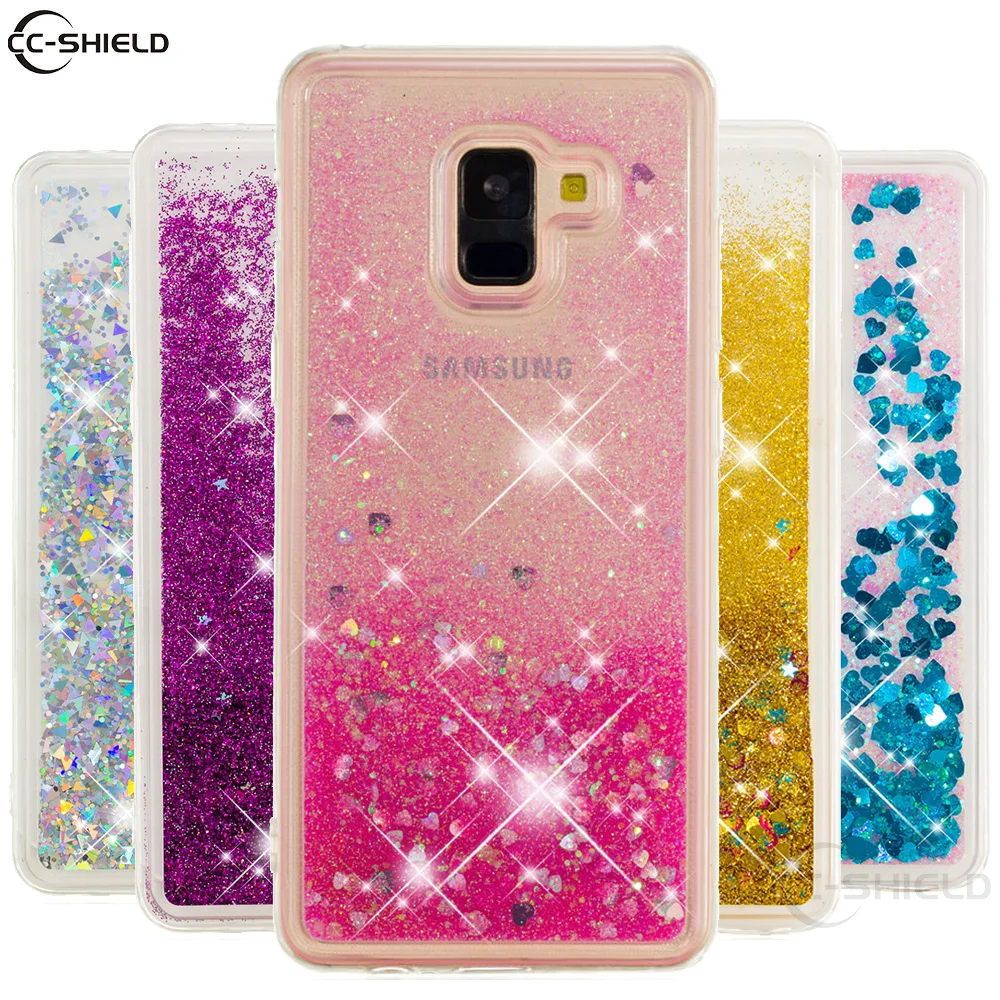 

Quicksand Phone Case for Samsung Galaxy A8 Plus 2018 A730 SM-A730F SM-A730F/DS Dynamic Liquid Love Heart Soft TPU Back Cover