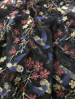 

5yards luxury 3d flower embroidery floral best quality J-1185 african tulle mesh lace for sawing dress