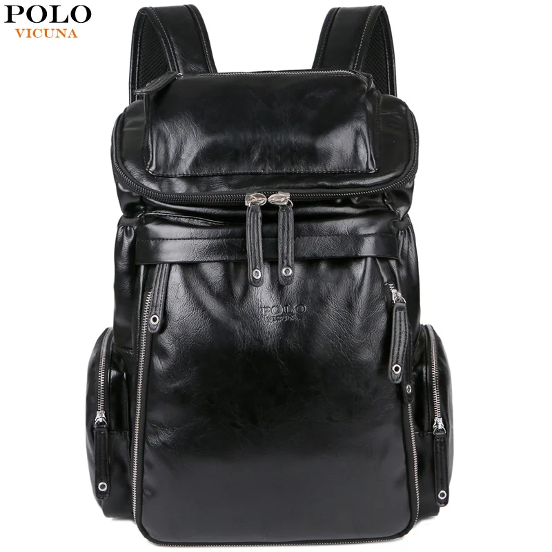

VICUNA POLO New Arrival Leather Men School Book Bag Casual Travel Day Backpack Bag Large Capacity Business Laptop Man Backpack