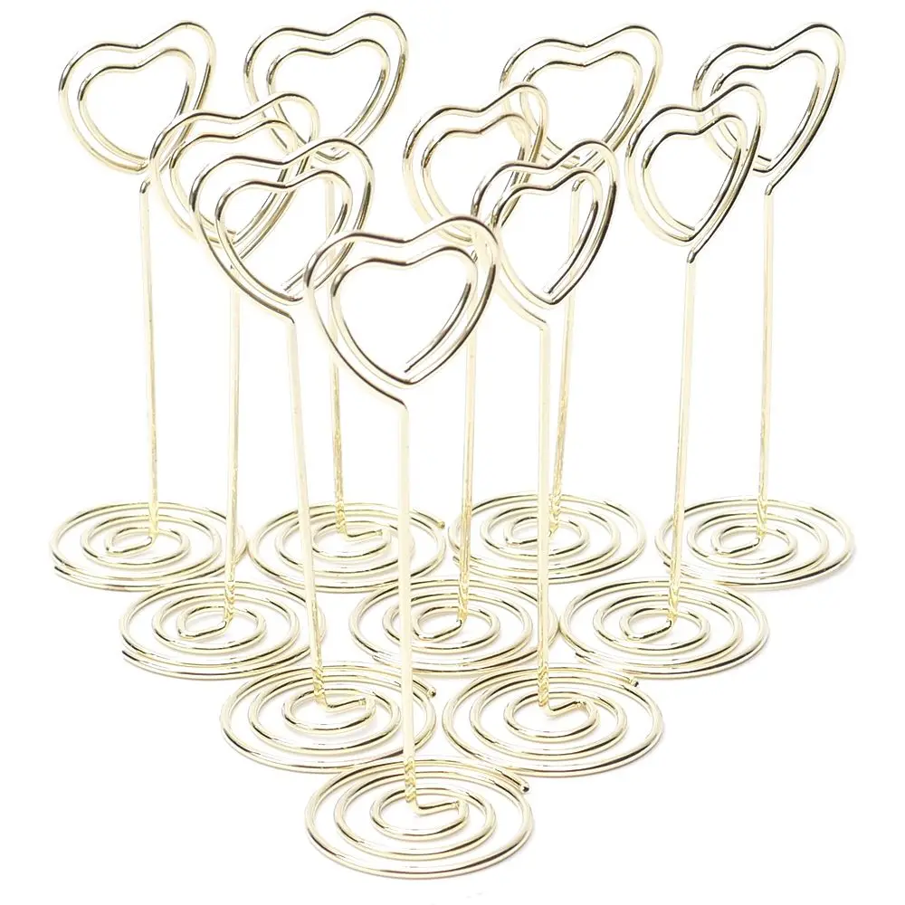 1pc Gold Rose Gold Heart Shaped Love Wedding Party Event Decoration Decor Name Table Card Holder Stand Clip Supply Free Shipping