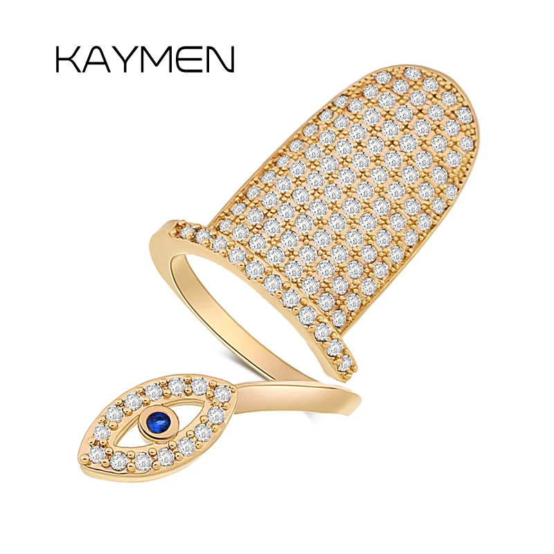 

KAYMEN New Arrival Fashion Luxury Finger Nail Ring for Women Copper Inlaid A+ Zircon Fingernail Ring Party Jewelry RI-03001