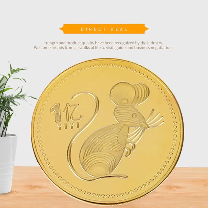 

Year of the Rat Commemorative Coin Chinese Zodiac Souvenir Challenge Collectible Coins Collection Art Craft