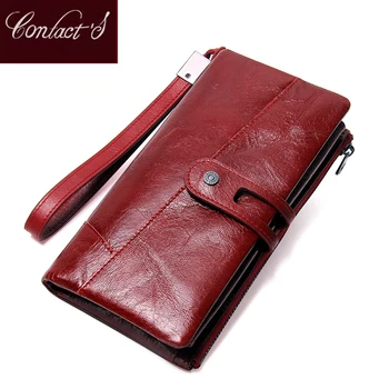 

Contact's NEW 2020 Genuine Leather Women Wallets Long Design Clutch Cowhide Wallet High Quality Fashion Female Purse Phone Bags