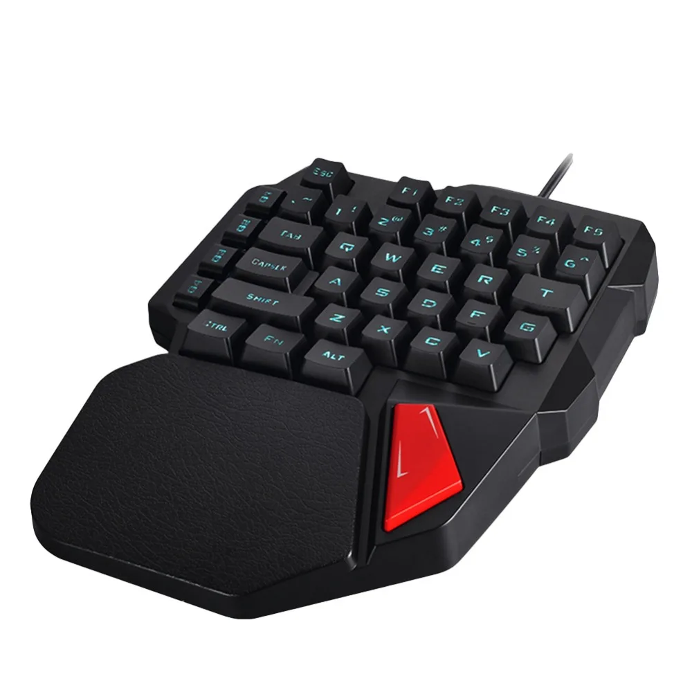 

38 Keys Single Hand Gaming Keyboard 23*17cm Wired 3 Colors LED Backlit for LOL CS go PUBG TKB Mini Gaming One Handed Keyboard