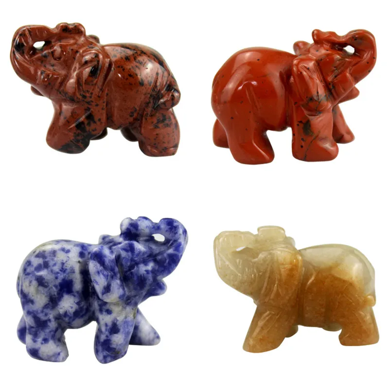 2 inch Crystal Elephant Statue Craft Carved Natural Stone