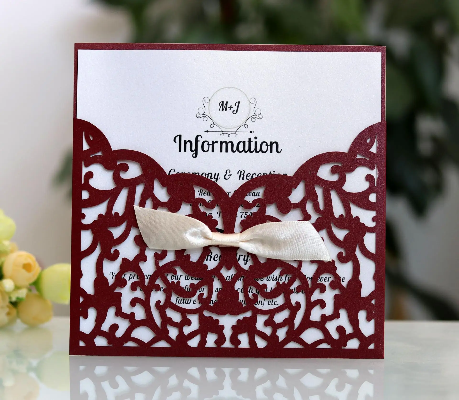  10pcs New Laser Cut Wedding Invitations Cards Set/Bowknot Greeting Cards/Customize Business Invitat - 32912315030