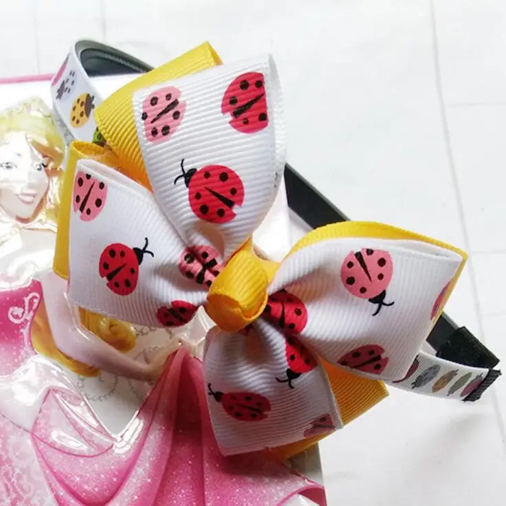 

Free shipping 60pcs/lot Handmade Children's Accessories Headbands Ladybug Hair Hoop