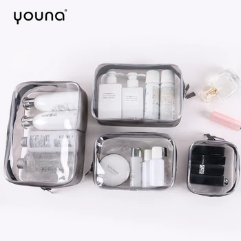 

4PCS Portable Cosmetic Bag PVC Transparent Travel Storage Bag Zippered Toiletry Carry Pouch For Women Men Vacation Bathroom