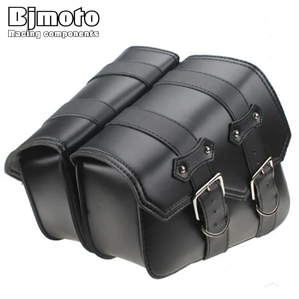 

BJMOTO 2x Universal Motorcycle Saddle bags Cruiser Side Storage Tool Pouches For Harley Sportster XL883 XL1200 BAG-006-BK