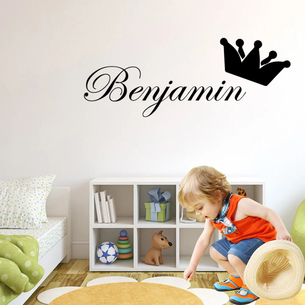

Personalized Crown Name vinyl Wall Stickers Modern Art Wall decals Decoration for Nursery Kids Room Wall Decor baby Mural