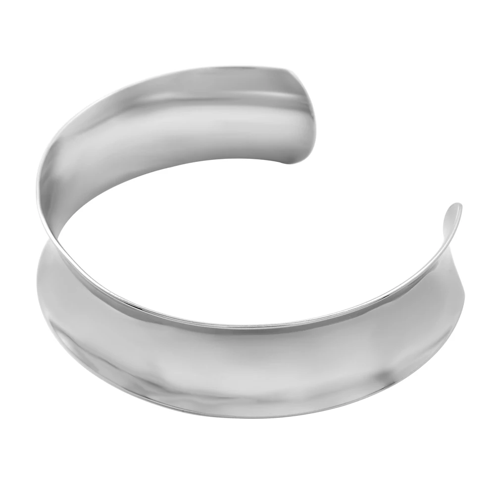 MJB0508 Stainless Steel Cuff Bangle Bracelet for Women Men Grooved
