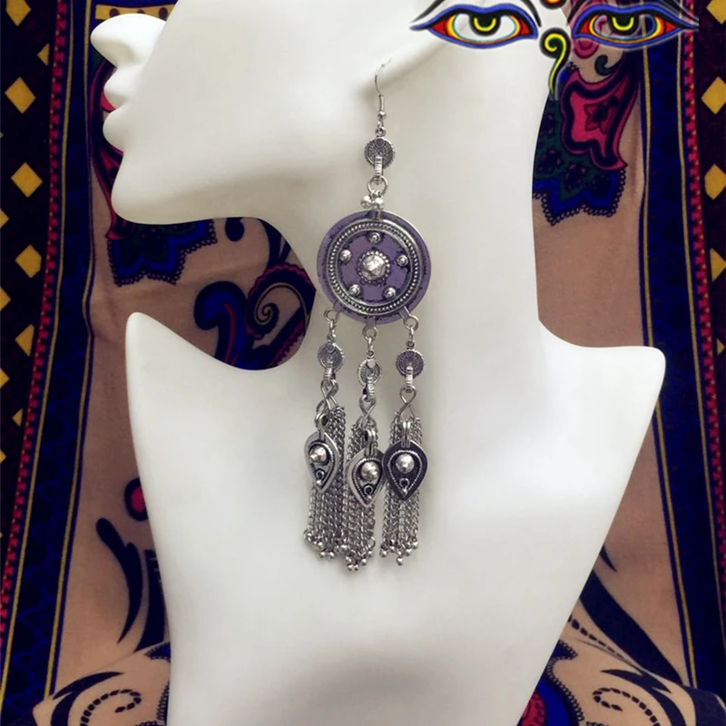 

Handmade Earrings Made of Ancient Silver Earrings From Turkey Tribe In Thailand India Exaggeration Hippie Gypsy Morocco girl