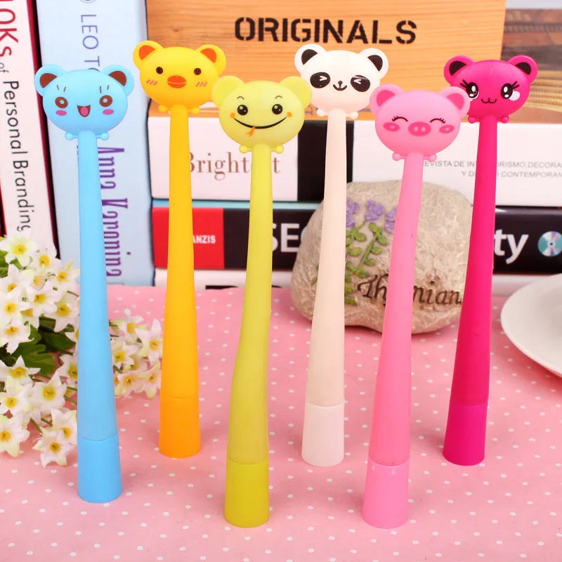 

Lovely Cartoon Animals Learning Tools For School Office Family Use Student Supplies Silicone Bendable Ballpoint Pens