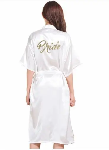 

TJ01 Large Size S-3XL Gold Letter Bride Bridesmaid Get Ready Robes Bridal Party Gifts Bathrobe Dressing Gowns For Wome