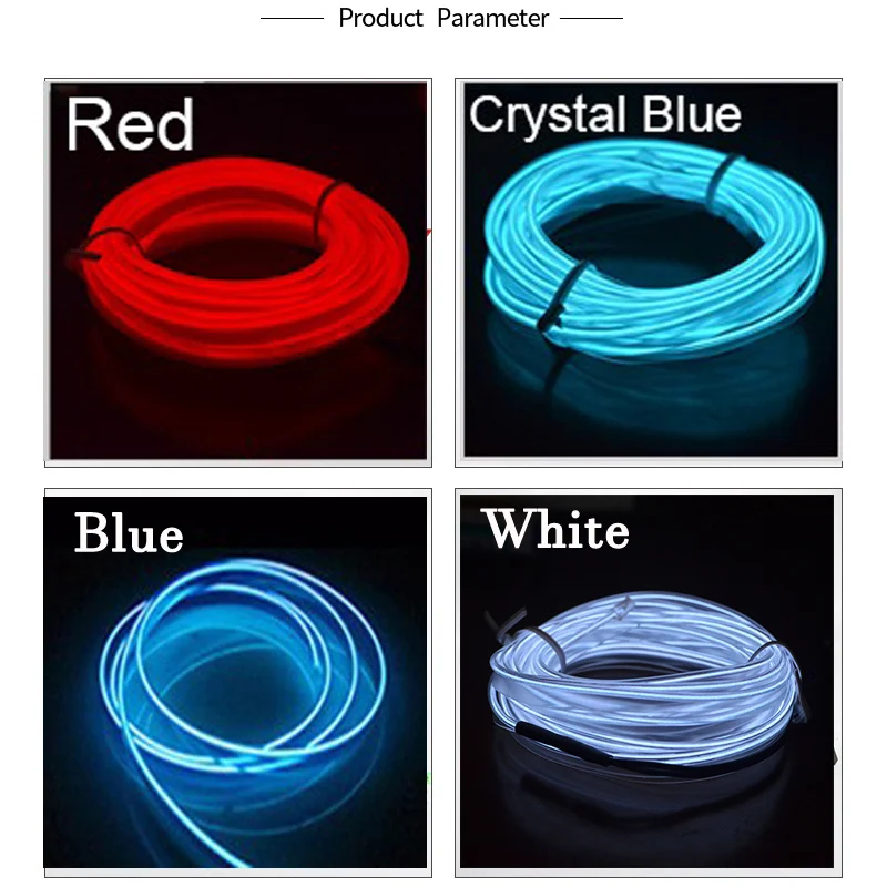 3m/5m Car 12V LED Cold lights Flexible Neon EL Wire Auto Lamps on Car Cold Light Strip Interior Lighting Decoration Strips lamps