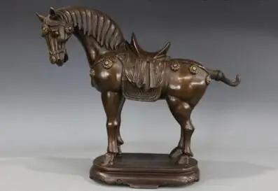 

10"China Royal Feng Shui Pure Bronze Lucky Wealth Auspicious War Horse Statue
